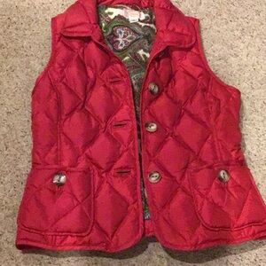 Holiday Red-Talbots Quilted Vest with Paisley Lining